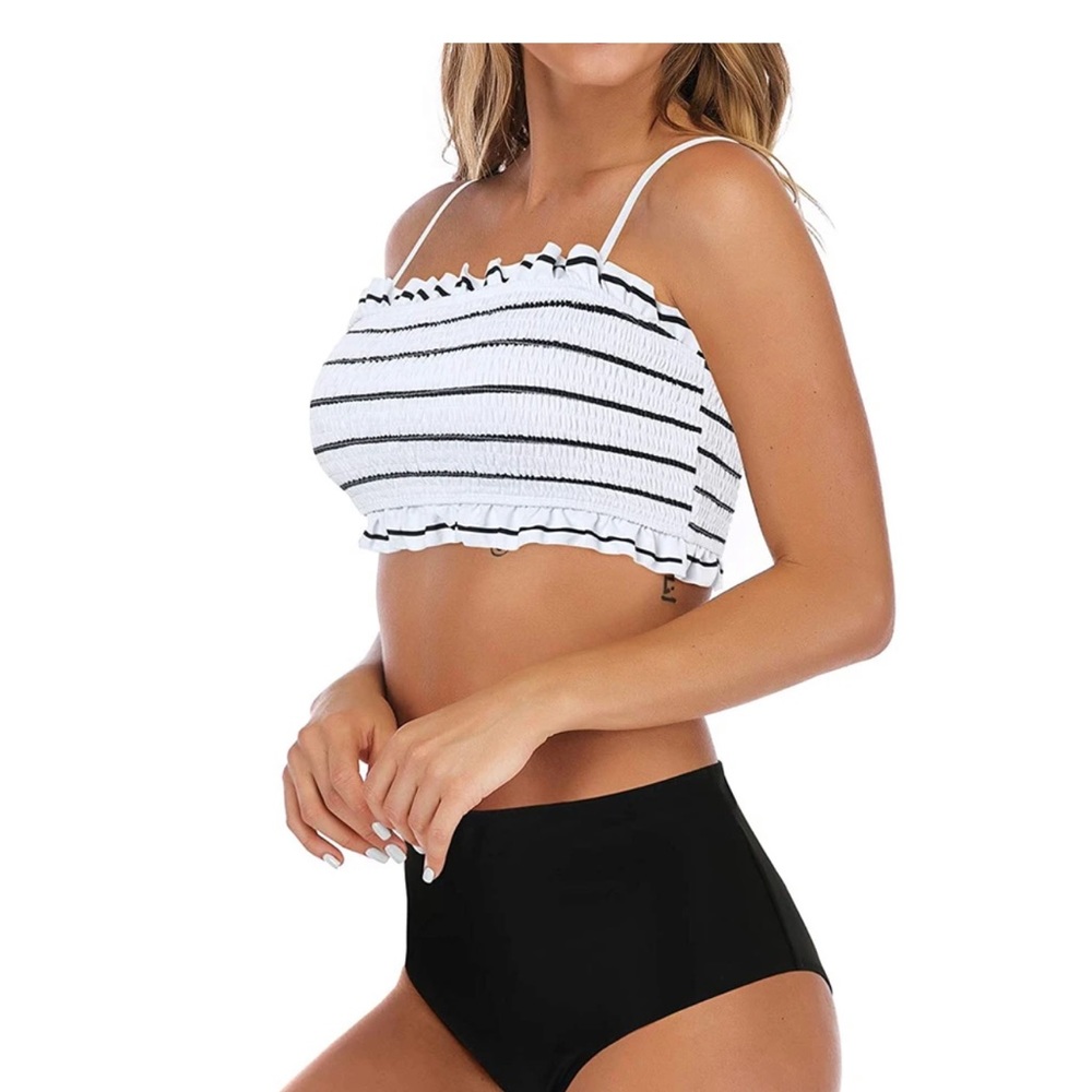 JWEARS Women's Bandeau Ruffled Bikini